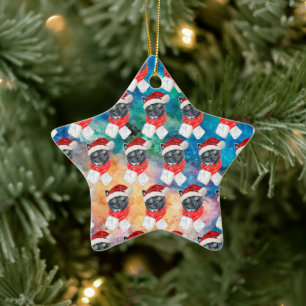 Lustige Weihnachten mit schwarzer Katze und rotem Keramik Ornament