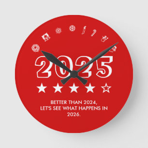 Lustige Weihnachten Santa-Typografie-Trend-Symbole Runde Wanduhr