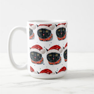 Lustige Weihnachten schwarze Katze Wasserfarbe Kaffeetasse