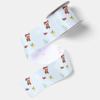 Lustige Weihnachten Wasserfarbe Rentier xmas Party Satinband