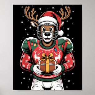 Lustige Weihnachts-Fußball-Rentiere Poster