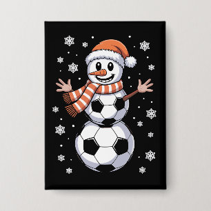 Lustige Weihnachts-Fußballbälle-Baum als Schneeman Button