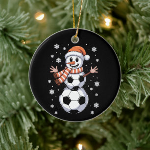 Lustige Weihnachts-Fußballbälle Baum Als Schneeman Keramik Ornament