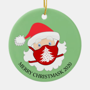 Lustige Weihnachts-Gesichtsmaske Santa 2020 Keramik Ornament