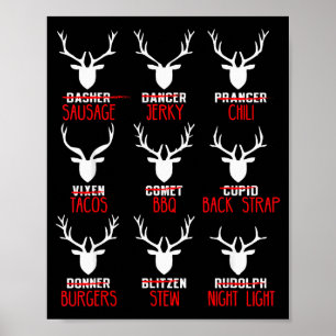 Lustige Weihnachts-Hirschjäger alle Rentiere von S Poster