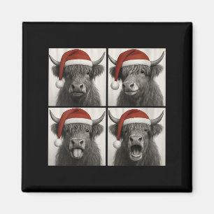 Lustige Weihnachts-Hochlandkuh-Santa-Fotobooth für Magnet