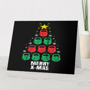 Lustige Weihnachts-Kettlebells-Weihnachtsbaum-Feie Karte