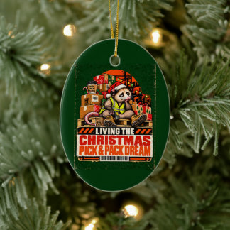 Lustige Weihnachts-Pick- und Pack-Warenlager-Feier Keramik Ornament