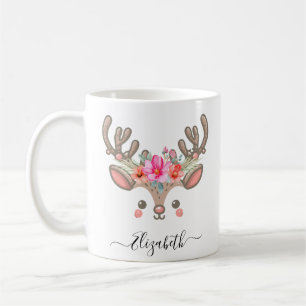 Lustige Weihnachts-Rentier-Gesichter mit eigenem N Kaffeetasse