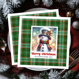 Lustige Weihnachts Schneemann Servietten Druckbar