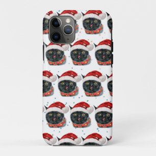 Lustige Weihnachts-Schwarzkatze-Aquarell Case-Mate iPhone Hülle