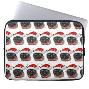 Lustige Weihnachts-Schwarzkatze Aquarell Laptopschutzhülle