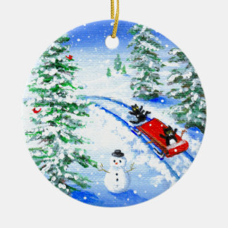 Lustige Weihnachts-Schwarzkatze-Kunst Creationarts Keramik Ornament