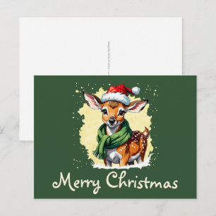 Lustige Weihnachts-Tierfavoriten - Reh 1 Postkarte