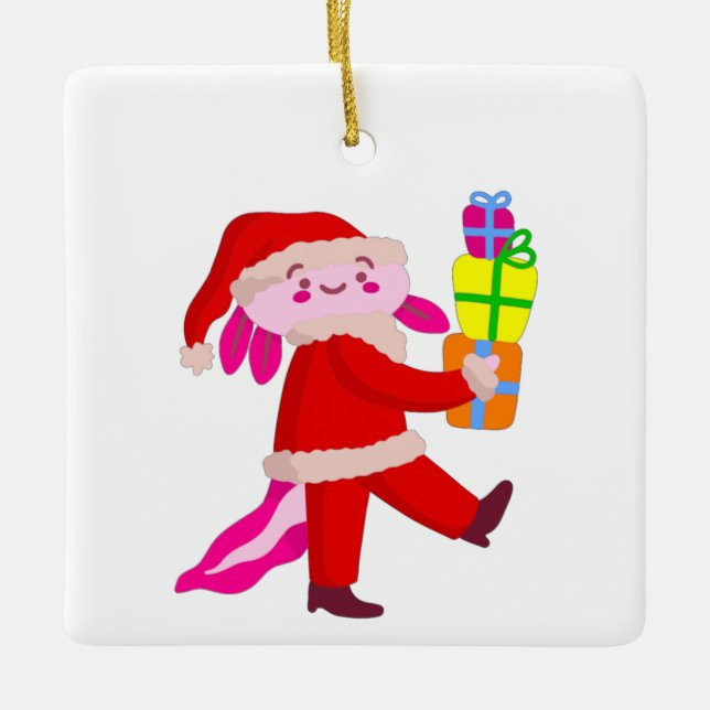 lustige Weihnachtsakolotse Keramikornament (Vorderseite)