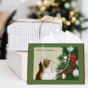Lustige Weihnachtsbaum Calico-Katz-Ornamente Große Geschenktüte
