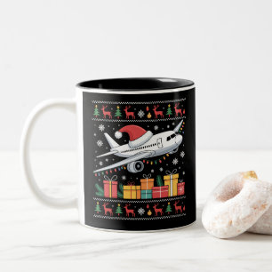 Lustige Weihnachtsbeleuchtung Baum Weihnachtsmann Zweifarbige Tasse