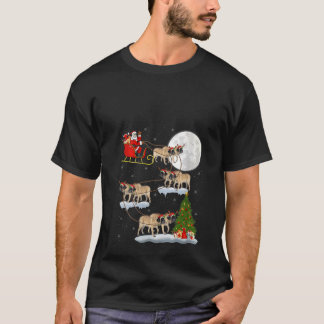 Lustige Weihnachtsbeleuchtung Frauen Santa Reitet  T-Shirt