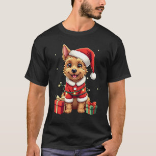 Lustige Weihnachtsbeleuchtung Weihnachtsmann Borde T-Shirt