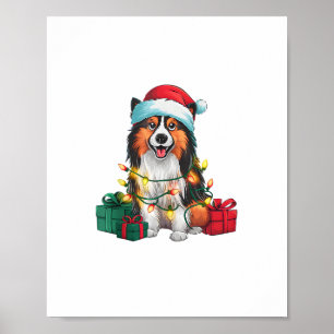 Lustige Weihnachtsbeleuchtung Weihnachtsmannhut Ta Poster