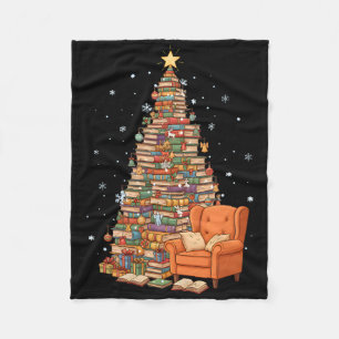 Lustige Weihnachtsbücher Baum Buchliebhaber Lehrer Fleecedecke
