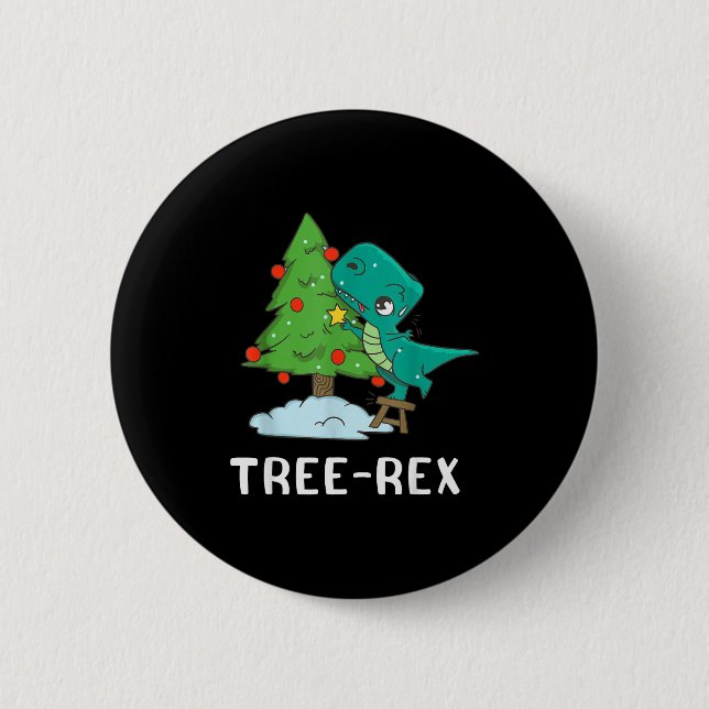 Lustige Weihnachtsdinos Weihnachtsbaum Rex Cute  Button (Vorderseite)