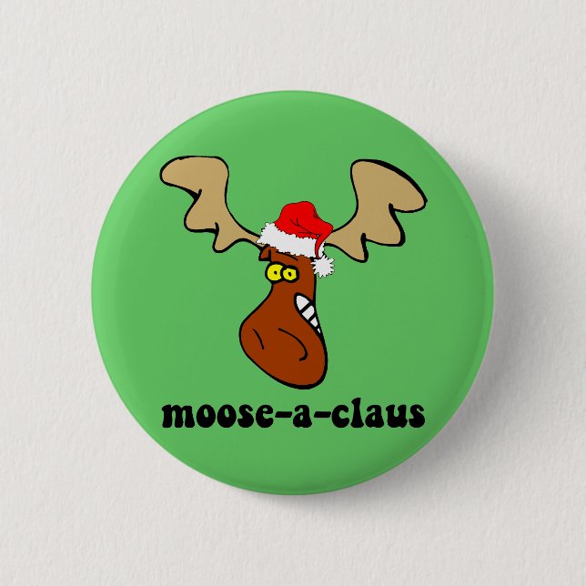 Lustige Weihnachtselche Button (Vorderseite)