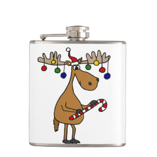 Lustige Weihnachtselche mit Verzierungen Flachmann