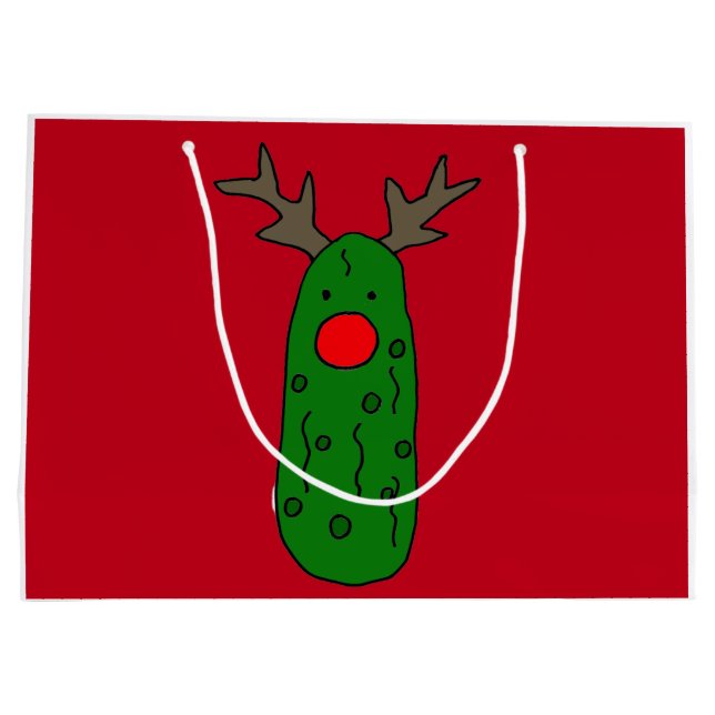 Lustige Weihnachtsessiggurken-Ren-Kunst Große Geschenktüte (Rückseite)