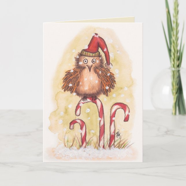 Lustige Weihnachtseule Feiertagskarte (Vorderseite)