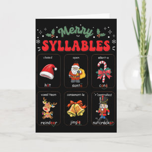 Lustige Weihnachtsferien Christmas Silben Lesetee Karte