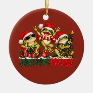 Lustige Weihnachtsfrösche Hop Hop Ho Ho Keramik Ornament