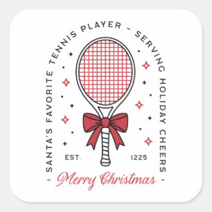 Lustige Weihnachtsgrüße für Tennisliebhaber Quadratischer Aufkleber