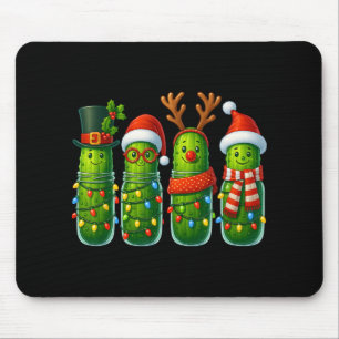 Lustige Weihnachtsgurken mit Weihnachtsmannmützen Mousepad
