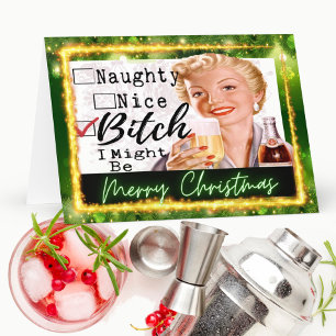 Lustige Weihnachtskarte beste Freundin "Unartig? N Dankeskarte