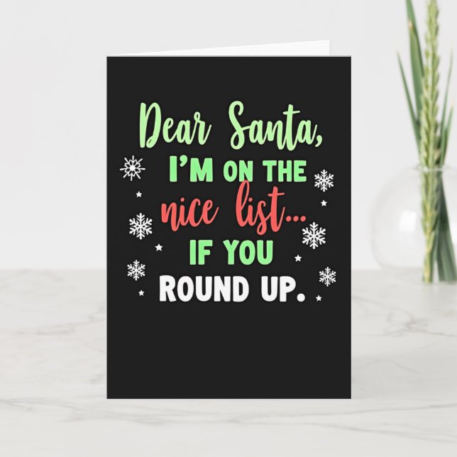 Lustige Weihnachtskarte 'Dear Santa' - Nice List - Karte (Vorderseite)