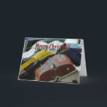 Lustige Weihnachtskarte Feiertagskarte<br><div class="desc">Angehäufte oben Reihenboote</div>
