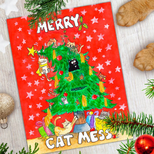 Lustige Weihnachtskarte mit Katze Postkarte