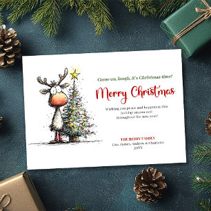 Lustige Weihnachtskarte mit Rentier Feiertagskarte