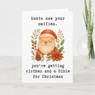 Lustige Weihnachtskarte, Santa sah deine Selfies Karte