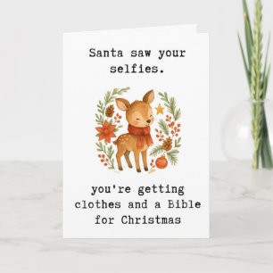 Lustige Weihnachtskarte, Santa sah deine Selfies, Karte