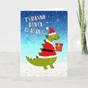 Lustige Weihnachtskarte - TyrannoSantaClaurus Feiertagskarte