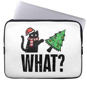 Lustige Weihnachtskatze kippt Weihnachtsbaum Laptopschutzhülle