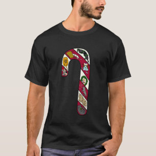 Lustige Weihnachtskatze mit Zuckerrohr Collage Wei T-Shirt