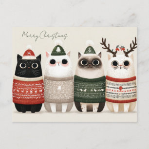 Lustige Weihnachtskatze Postkarte