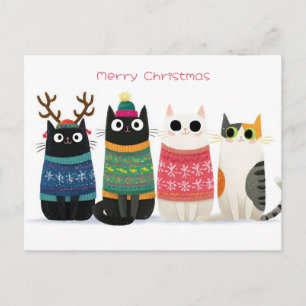 Lustige Weihnachtskatze Postkarte