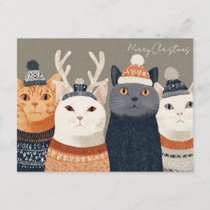 Lustige Weihnachtskatze Postkarte