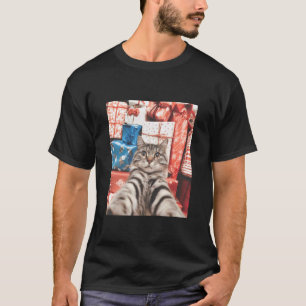 Lustige Weihnachtskatze Selfie-Geschenke T-Shirt