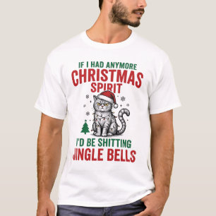 Lustige Weihnachtskatzen-Geist Vintage-Stich-Desig T-Shirt