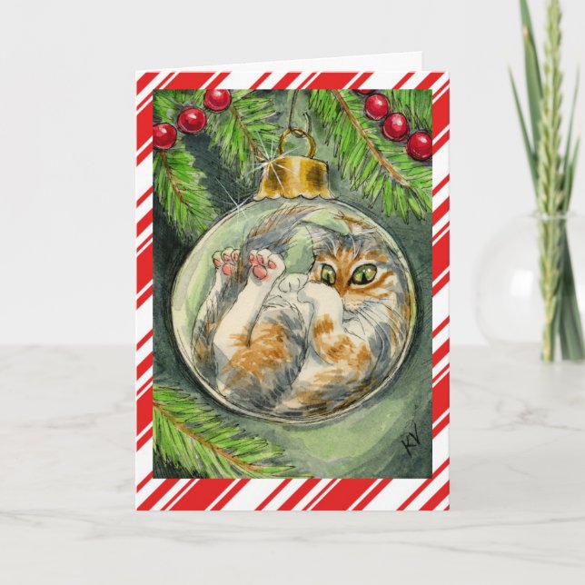 Lustige Weihnachtskatzen-Grußkarte Feiertagskarte (Vorderseite)